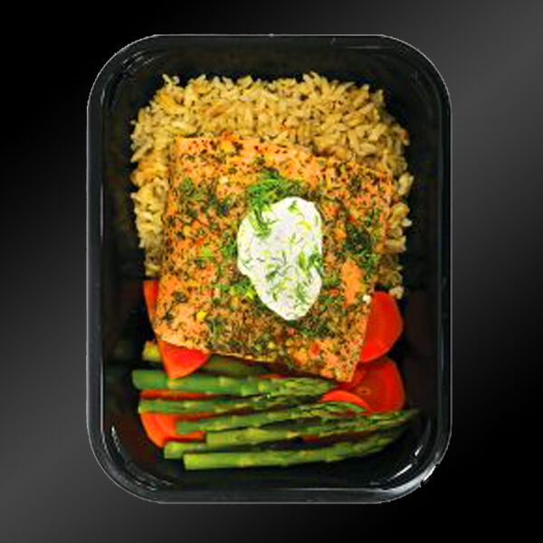 Steamed Hake Fillet with Brown Rice, Carrots and Peas